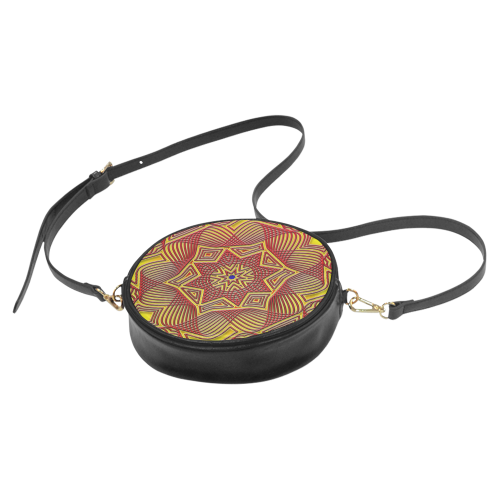 Red And Yellow Fractal Starburst Round Sling Bag (Model 1647)