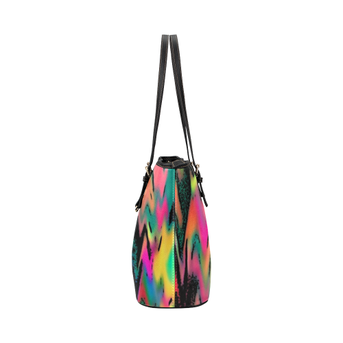 Rainbow Melted Chevron Leather Tote Bag/Small (Model 1651)