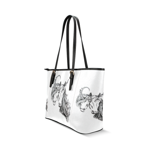 conjoined unicorns leather tote bag Leather Tote Bag/Small (Model 1640)