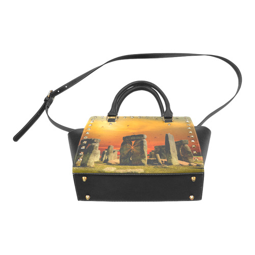 Stonehenge Sunset Rivet Shoulder Handbag (Model 1645)