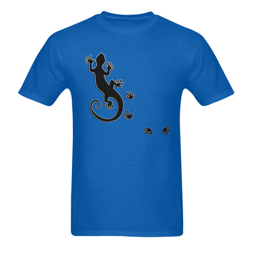 RUNNING GECKO with footsteps black Men's T-Shirt in USA Size (Two Sides Printing)