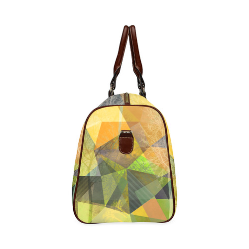 P24_Gold Yellow Green Trees and Triangle Design Waterproof Travel Bag/Small (Model 1639)
