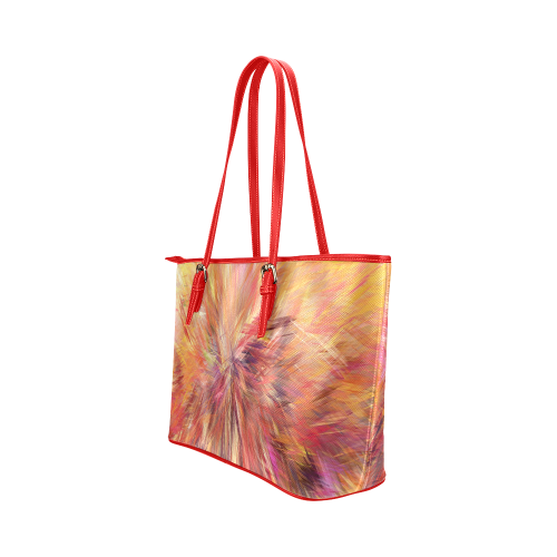 Red And Orange Colorburst Leather Tote Bag/Small (Model 1651)