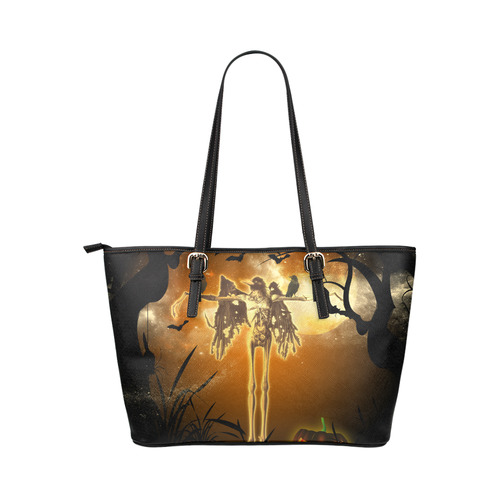 Halloween design Leather Tote Bag/Large (Model 1651)