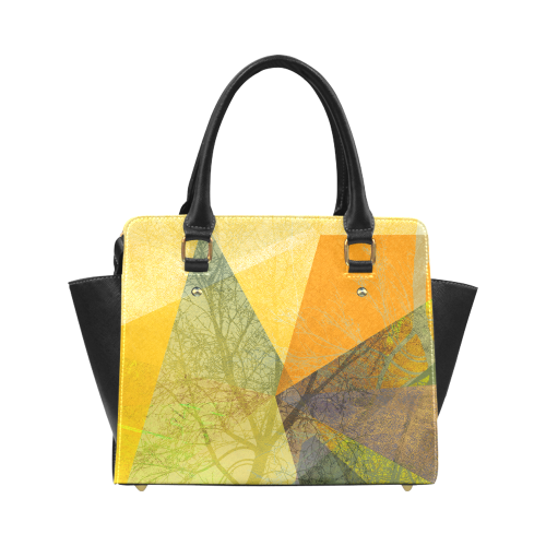 P24-F Yellow Green Trees and Triangle Handbag Classic Shoulder Handbag (Model 1653)