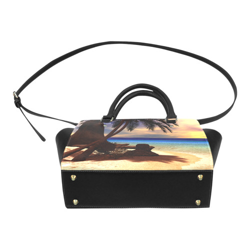 Awesome sunset over a tropical island Classic Shoulder Handbag (Model 1653)