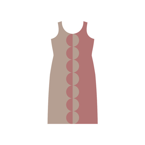 Half Taupe & Half Cedar Colored Dress Phaedra Sleeveless Open Fork Long Dress (Model D08)