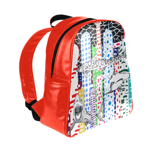 Sharknado side pocket backpack Multi-Pockets Backpack (Model 1636)