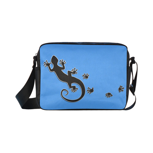 RUNNING GECKO with footsteps black Classic Cross-body Nylon Bags (Model 1632)