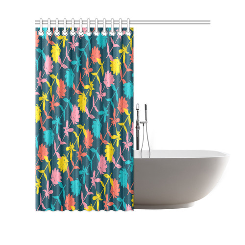 Colorful Floral Pattern Shower Curtain 69"x70"