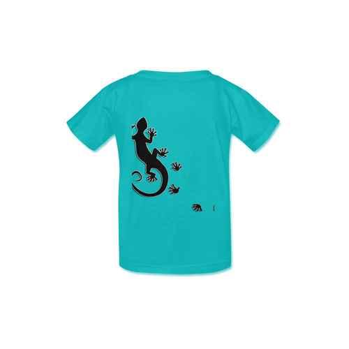 RUNNING GECKO with footsteps black Kid's  Classic T-shirt (Model T22)