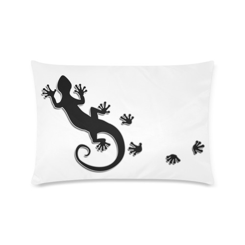RUNNING GECKO with footsteps black Custom Zippered Pillow Case 16"x24"(Twin Sides)