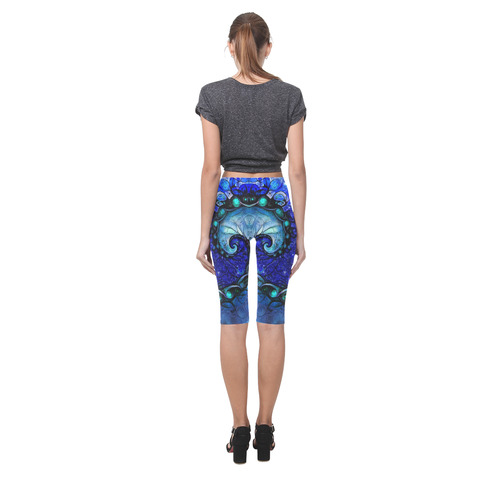 Scorpio Spiral Cropped Leggings -- Nocturne of Scorpio Fractal Astrology Hestia Cropped Leggings (Model L03)