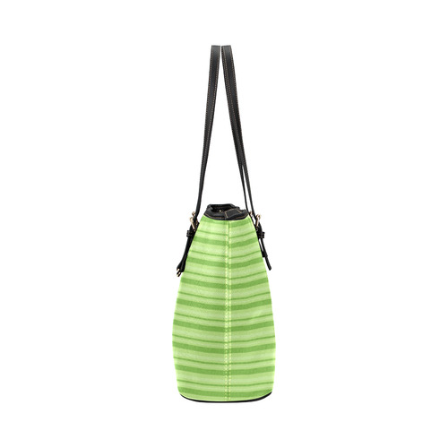 VeggieArt Umbrella Green Softstripes Leather Tote Bag/Small (Model 1651)