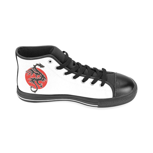 Sun Dragon with Pearl - black Red White Men’s Classic High Top Canvas Shoes /Large Size (Model 017)