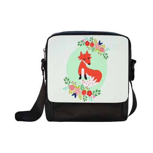 Cute Red Fox With Flowers Crossbody Nylon Bags (Model 1633)