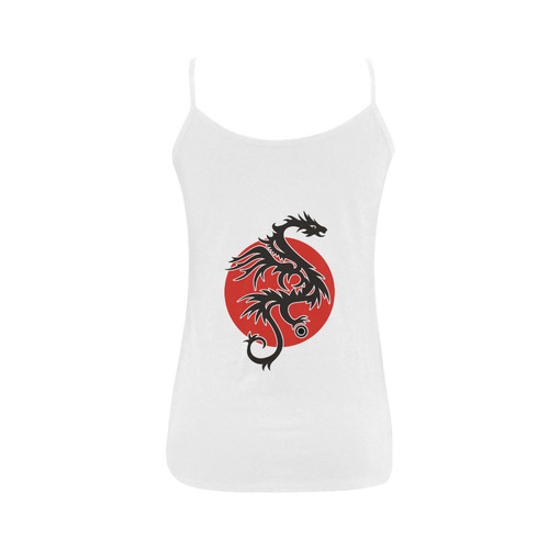 Sun Dragon with Pearl - black Red White Women's Spaghetti Top (USA Size) (Model T34)