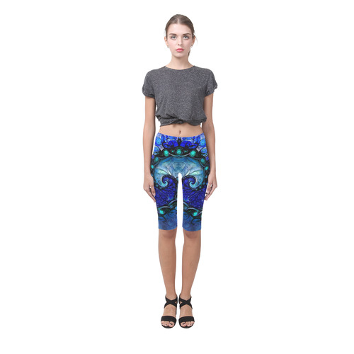 Scorpio Spiral Cropped Leggings -- Nocturne of Scorpio Fractal Astrology Hestia Cropped Leggings (Model L03)