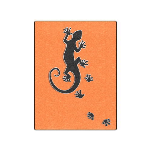 RUNNING GECKO with footsteps black Blanket 50"x60"