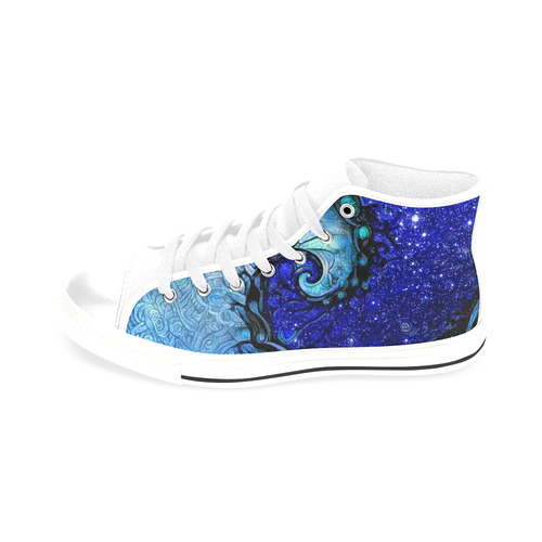Scorpio Spiral White High Tops for Men -- Nocturne of Scorpio Fractal Astrology Men’s Classic High Top Canvas Shoes /Large Size (Model 017)