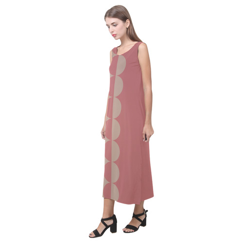 Half Taupe & Half Cedar Colored Dress Phaedra Sleeveless Open Fork Long Dress (Model D08)