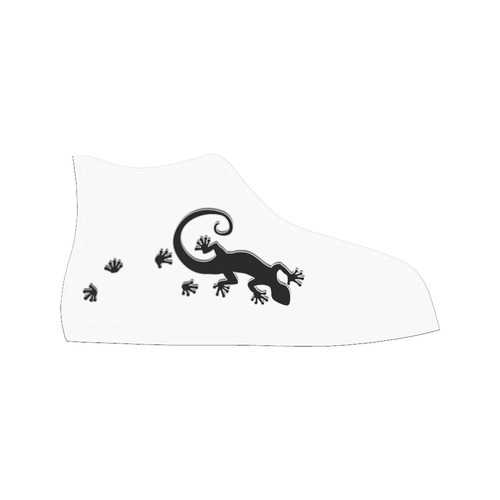 RUNNING GECKO with footsteps black Men’s Classic High Top Canvas Shoes /Large Size (Model 017)