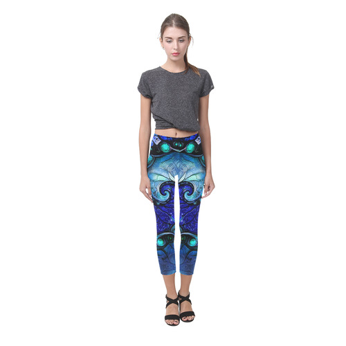 Scorpio Spiral Capri Leggings -- Nocturne of Scorpio Fractal Astrology Capri Legging (Model L02)