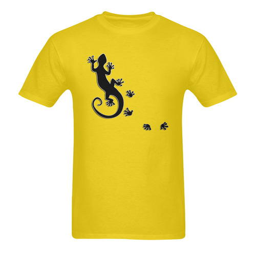 RUNNING GECKO with footsteps black Sunny Men's T- shirt (Model T06)