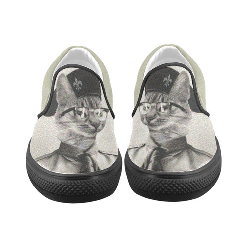 Derwood LeDuc Cat Scout Vintage Slip-On Shoes Women's Unusual Slip-on Canvas Shoes (Model 019)