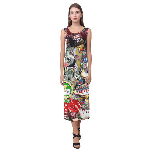 Las Vegas Icons - Gamblers Delight Phaedra Sleeveless Open Fork Long Dress (Model D08)