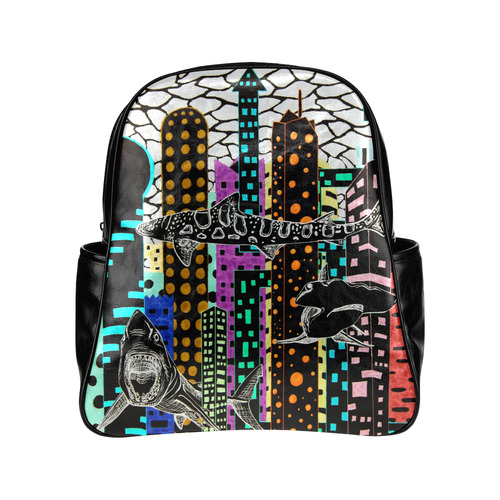 Sharknado Inverted side pocket backpack Multi-Pockets Backpack (Model 1636)