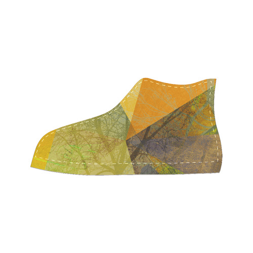 P24-F_Yellow Green Trees and Triangle Design Women's Classic High Top Canvas Shoes (Model 017)