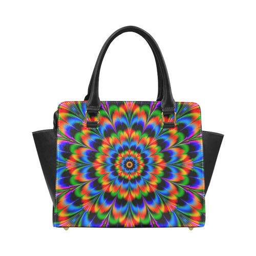 Red Blue Green Mandala Flower Classic Shoulder Handbag (Model 1653)