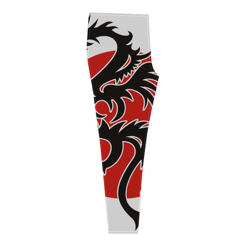 Sun Dragon with Pearl - black Red White Cassandra Women's Leggings (Model L01)