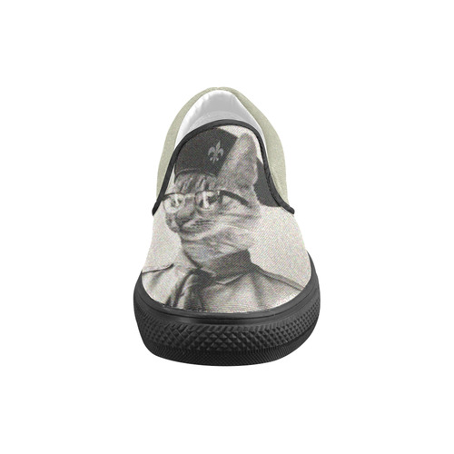 Derwood LeDuc Cat Scout Vintage Slip-On Shoes Women's Unusual Slip-on Canvas Shoes (Model 019)