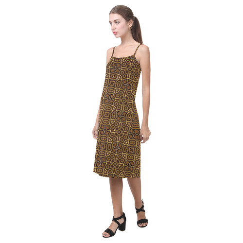 Mocha Contemporary Pattern Alcestis Slip Dress (Model D05)