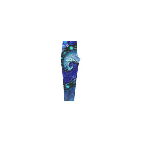 Scorpio Spiral Capri Leggings -- Nocturne of Scorpio Fractal Astrology Capri Legging (Model L02)