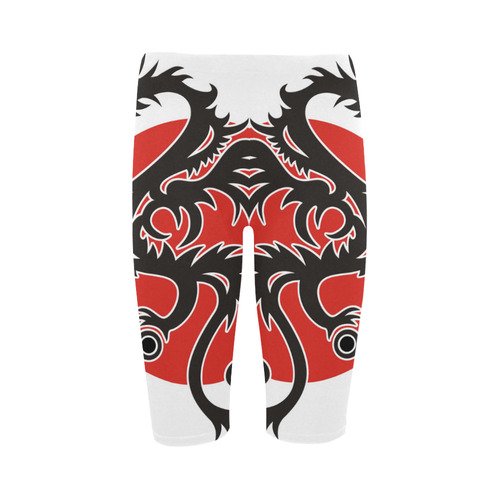 Sun Dragon with Pearl - black Red White Hestia Cropped Leggings (Model L03)