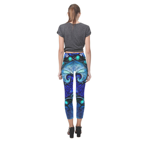 Scorpio Spiral Capri Leggings -- Nocturne of Scorpio Fractal Astrology Capri Legging (Model L02)