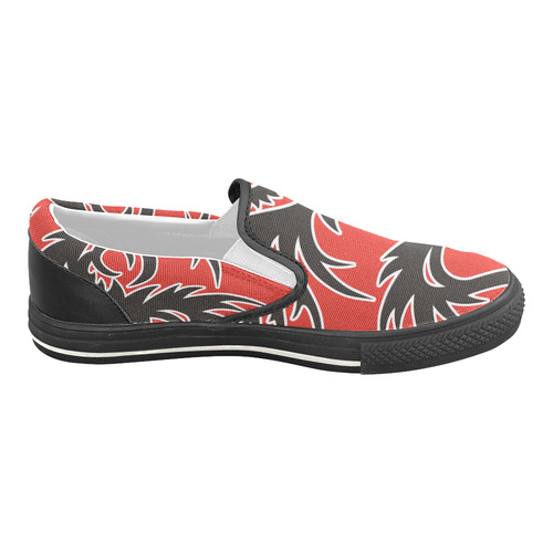 Sun Dragon with Pearl - black Red White Men's Unusual Slip-on Canvas Shoes (Model 019)