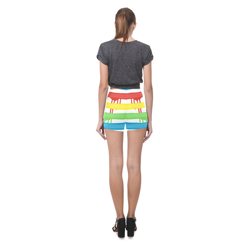 Colorful Rainbow Strokes of the Brush Briseis Skinny Shorts (Model L04)