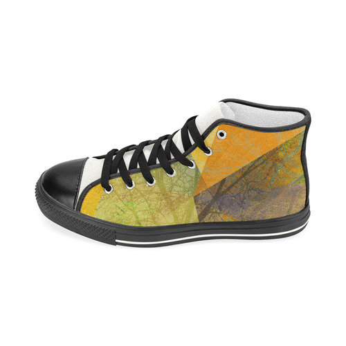 P24-F_Yellow Green Trees and Triangle Design Women's Classic High Top Canvas Shoes (Model 017)