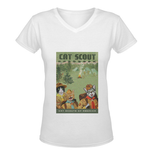 Cat Scouts Tee Women's Deep V-neck T-shirt (Model T19)