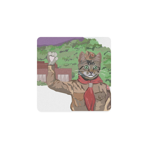 Saluting Cat Scout Coasters Square Coaster