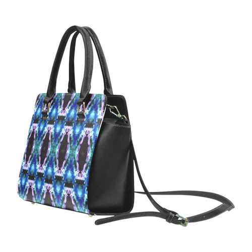 Blue, Light Blue, Metallic Diamond Pattern Rivet Shoulder Handbag (Model 1645)