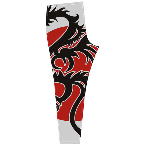 Sun Dragon with Pearl - black Red White Cassandra Women's Leggings (Model L01)