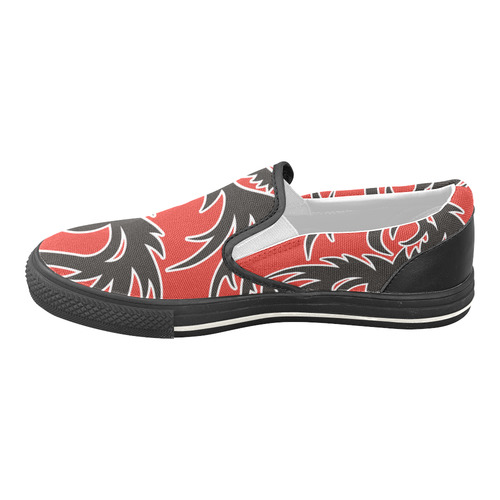 Sun Dragon with Pearl - black Red White Men's Unusual Slip-on Canvas Shoes (Model 019)