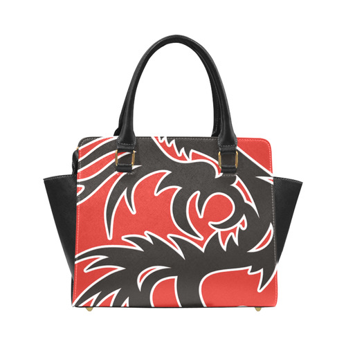 Sun Dragon with Pearl - black Red White Classic Shoulder Handbag (Model 1653)