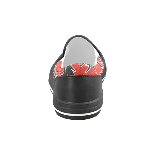 Sun Dragon with Pearl - black Red White Men's Slip-on Canvas Shoes (Model 019)