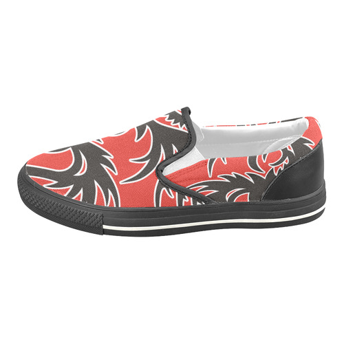 Sun Dragon with Pearl - black Red White Women's Unusual Slip-on Canvas Shoes (Model 019)